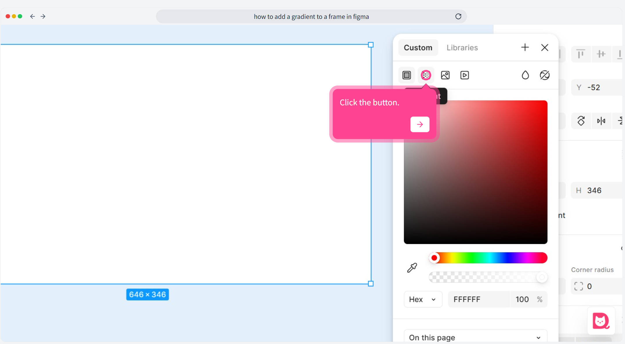 Click the second icon in the Fill section to switch from solid color to gradient.
