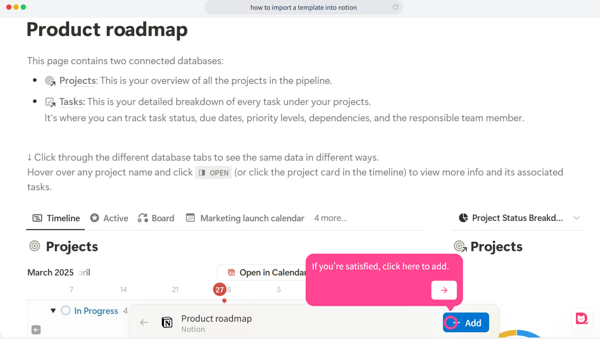 Click the Add button at the bottom to import the template into your workspace.