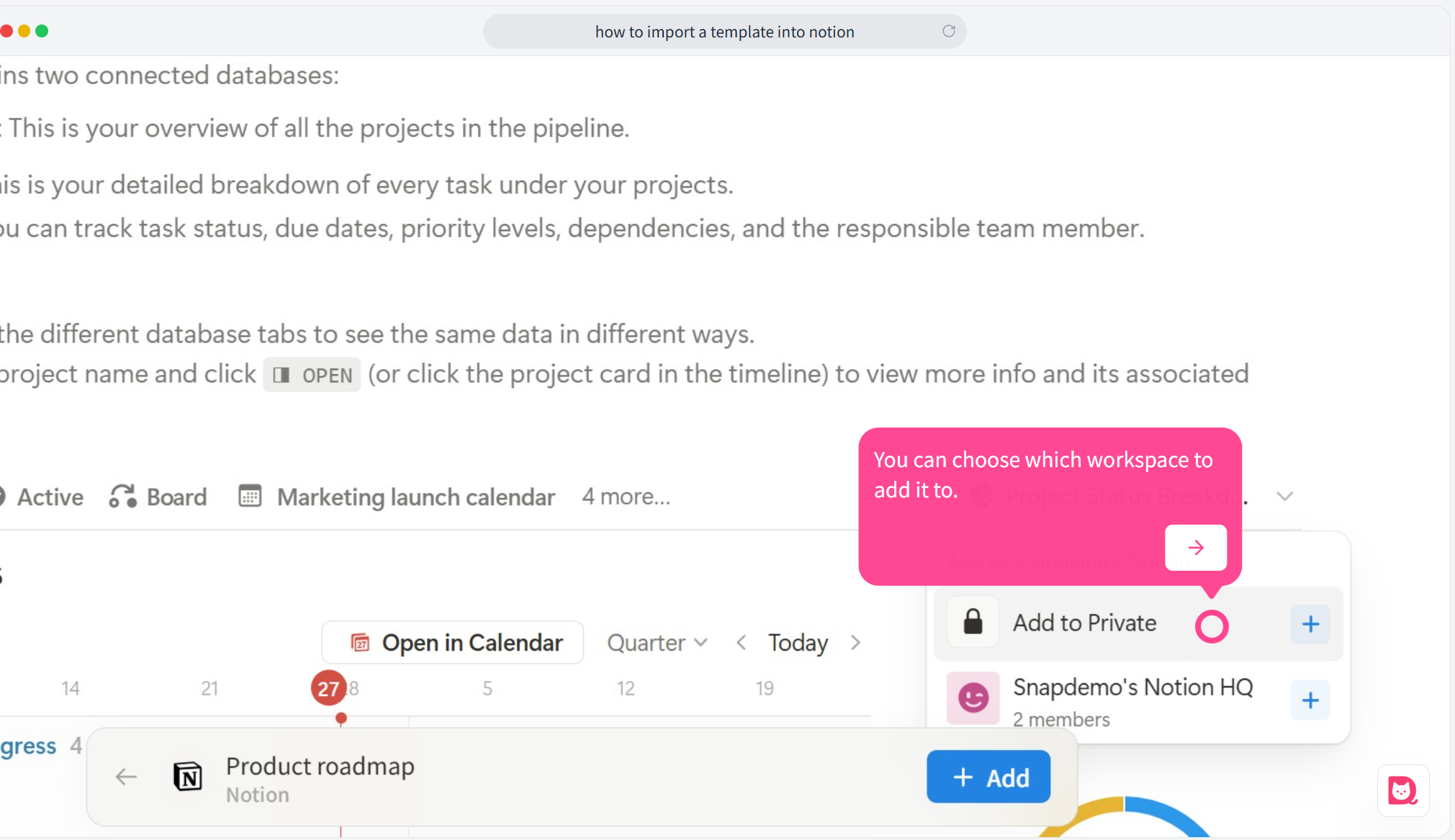 Select whether to add the template to your Personal Workspace or another workspace.