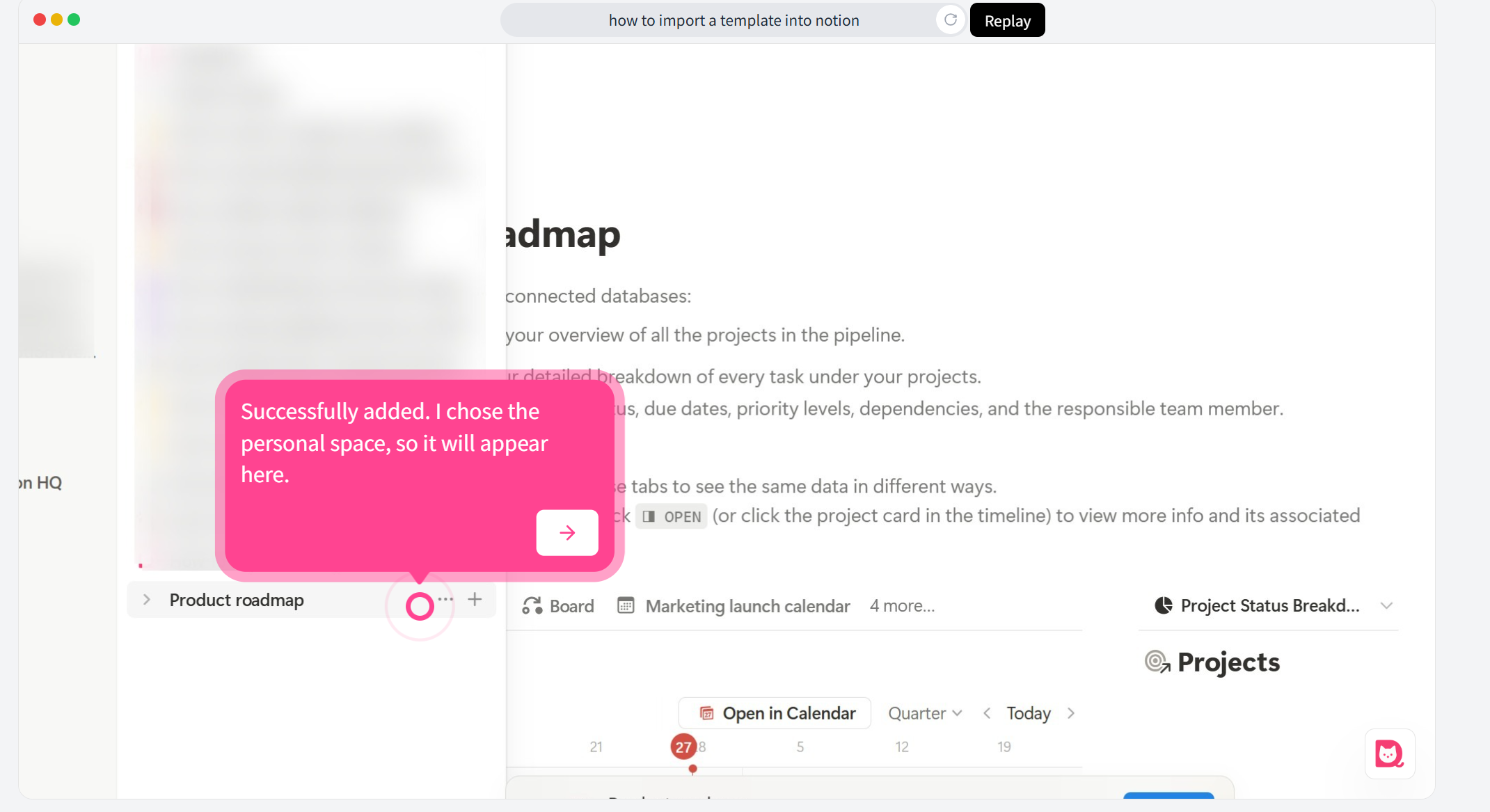 Go to the selected workspace to view the newly added template.