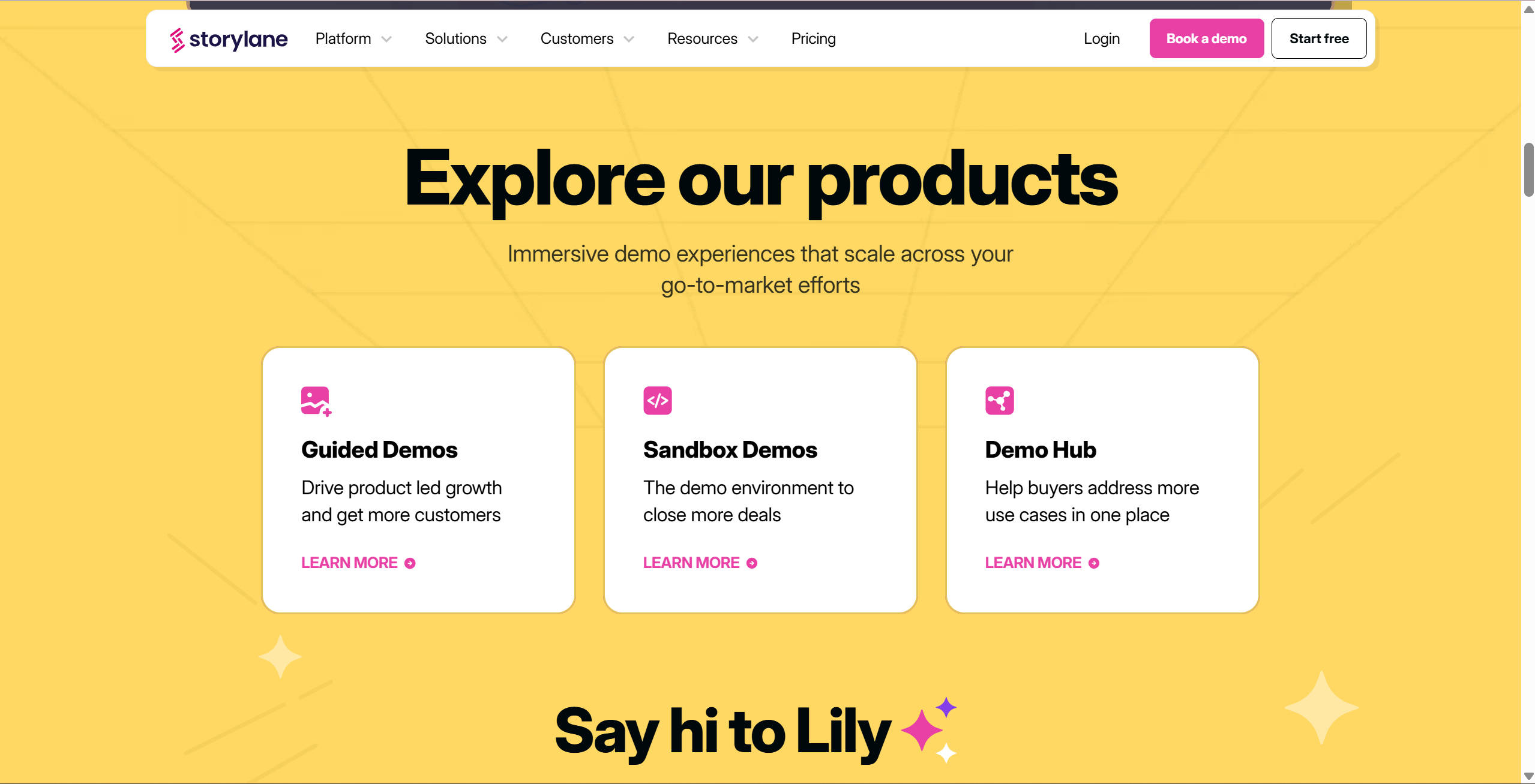 Storylane sales demo builder homepage screenshot